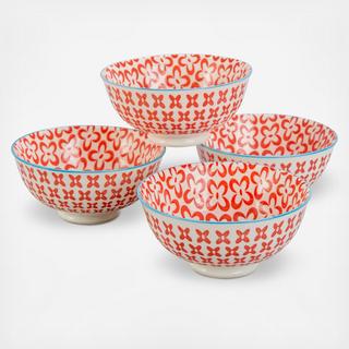 Peony Footed Desset Bowl, Set of 4