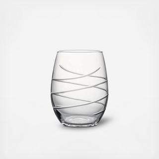 Swirl Hand-Cut Stemless Wine Glass, Set of 4