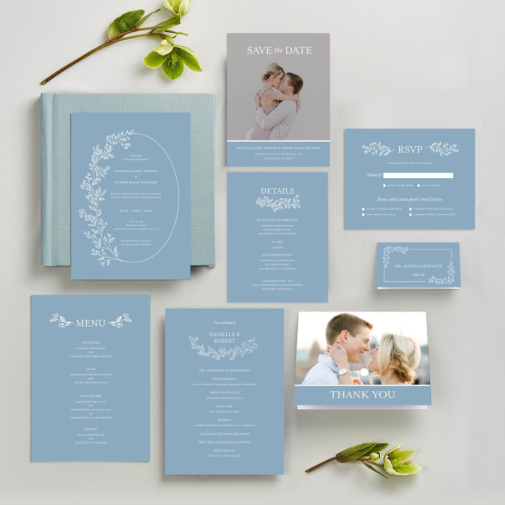 Kalispell | Dusty Blue | Zola Wedding Place Cards