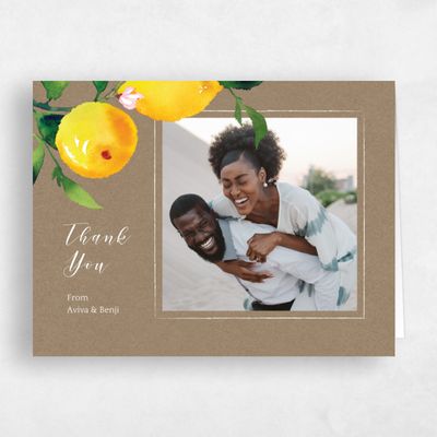 Natural, Yellow Wedding Thank You - Folly Portrait
