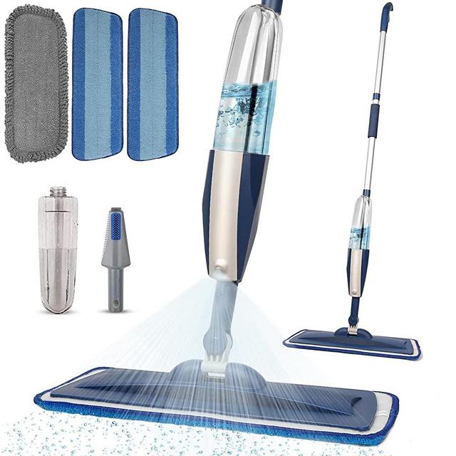 Mops for Floor Cleaning Wet Spray Mop with a Refillable Spray Bottle and 2 Washable Microfiber Pads Home or Commercial Use Dry Wet Flat Mop for Hardwood Laminate Wood Ceramic