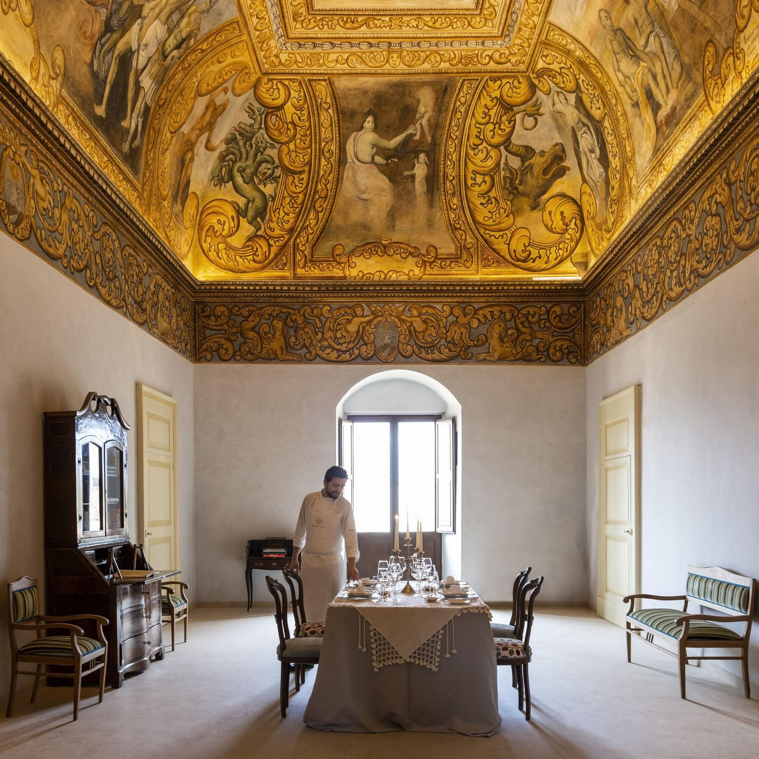 One of many rooms with frescos in the Castello!