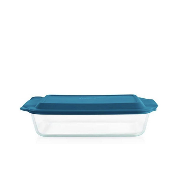 Pyrex Deep 9x13-Inch Glass Baking Dish with Lid, Deep Casserole Dish, Glass Food Container, Oven, Freezer and Microwave Safe, Clear Container