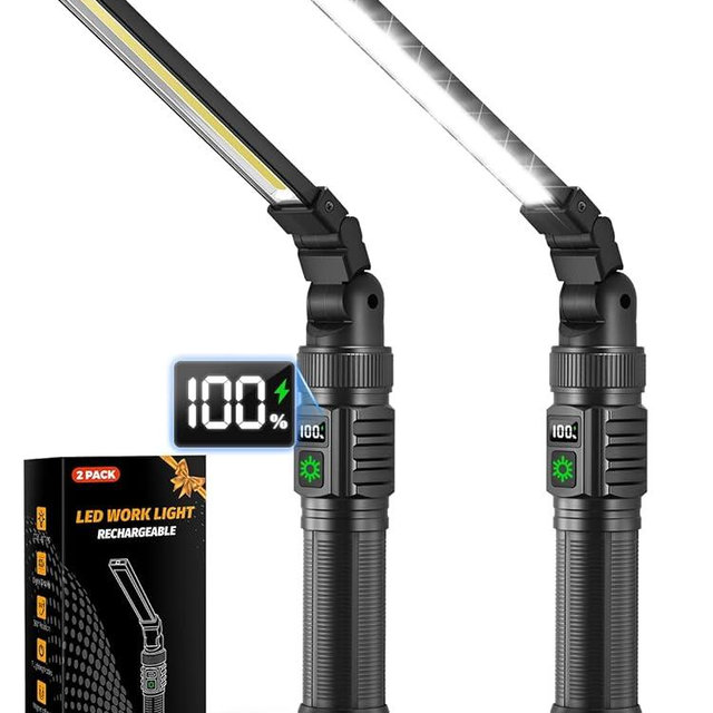 2Pack Magnetic Work Light, All Aluminum & 1500 High Lumens Rechargeable Work Light, 7 Mode & 360° Rotation Mechanic Light, Rechargeable Flashlight for Car Repairing, Emergency, Christmas Gifts for Men