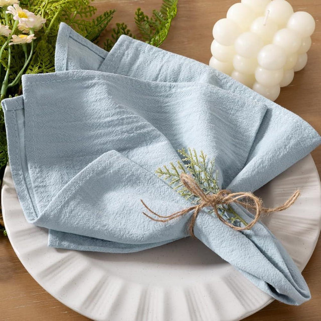 Socomi Cloth Napkins Grey Blue Easter Spring Washable Reusable Bulk Linen Cotton Napkins Set of 4 17"x17" for Wedding Party Bridal Baby Shower Birthday Dining Table Decorations