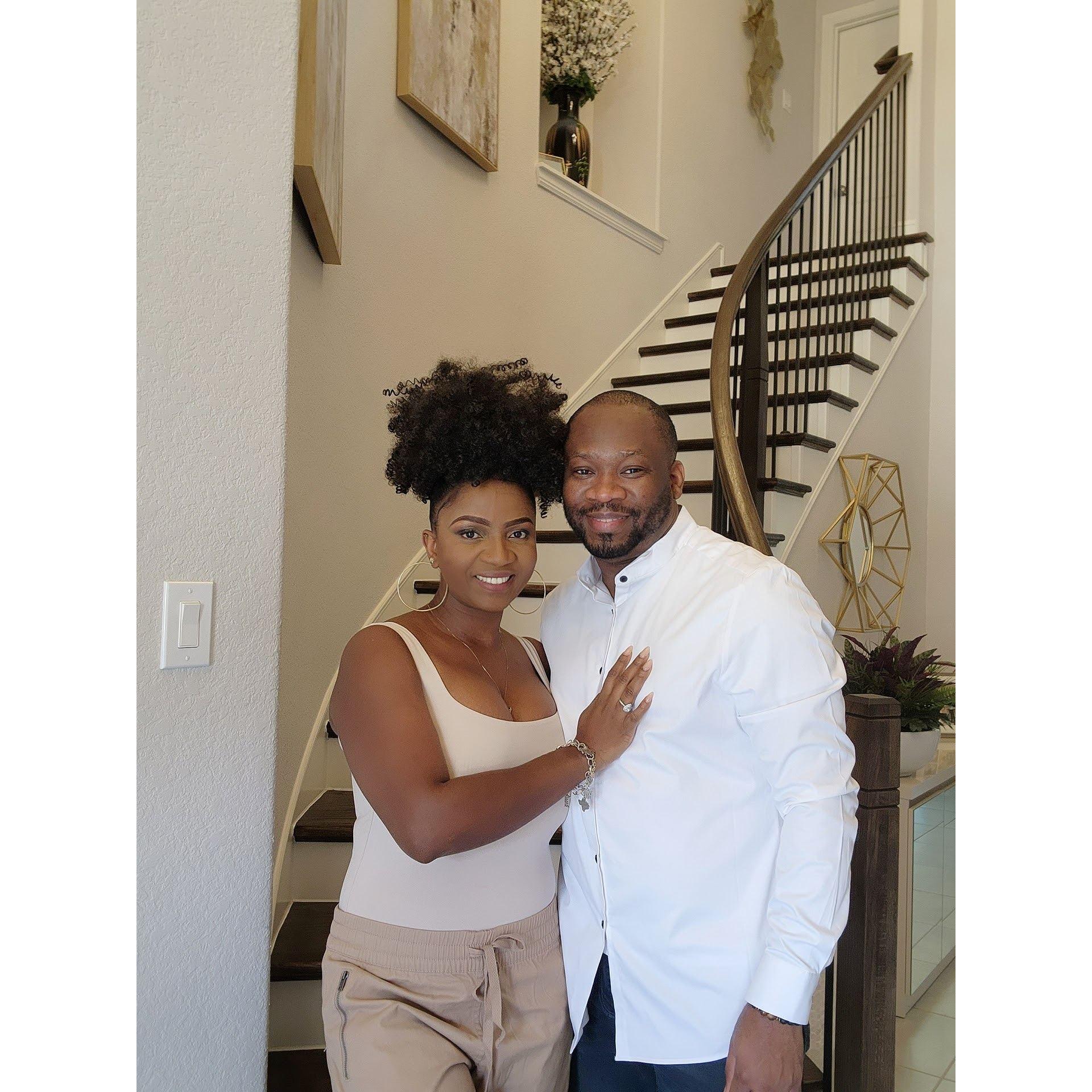 One of our many staircase pictures. He is resigned to taking pictures now. 😆😆