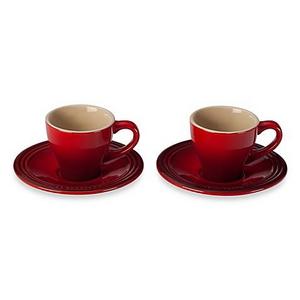 Le Creuset® Espresso Cups and Saucers in Cherry (Set of 2)