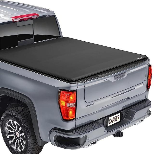 CAPSER 5.8 FT Soft Tri-Fold Truck Bed Tonneau Cover Fits 2014-2018 Chevy Silverado/GMC Sierra 1500/2019 LD/Lgcy GMC/Chevrolet Sierra, Fleetside 5'8" Bed