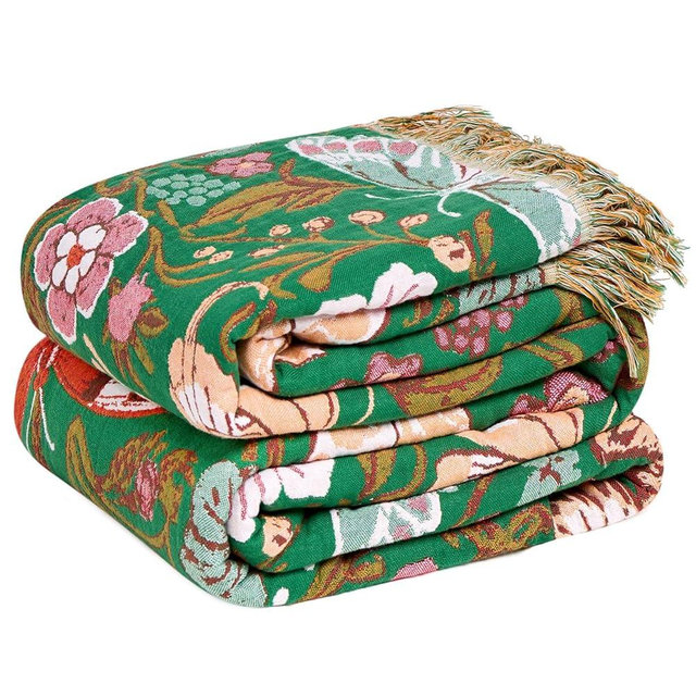 LUTBM Boho Throw Blanket for Bed Cotton Blankets for Bedroom Living Room Twin All Season Lightweight Butterflies Embroidery Quilt for Couch Sofa Chair 60"x80"