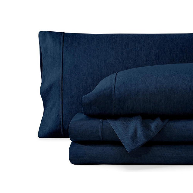 Bare Home King Sheet Set - Luxury 1800 Ultra-Soft Microfiber King Bed Sheets - Double Brushed - Deep Pockets - Easy Fit - 4 Piece Set - Bedding Sheets & Pillowcases (King, Heathered Dark Blue)
