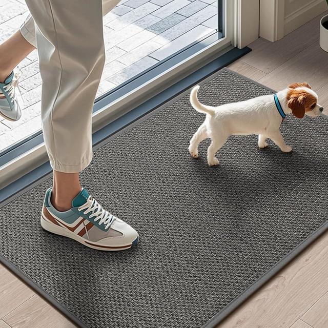 LEKEEPGO Door Mat 17"x29", Door Mat Indoor Entrance, Non Slip Rubber Backing Front Door Mat Washable Absorbent Inside Door Mat Low-Profile Doormat Entryway Mat Resist Dirt Indoor Door Mat, Grey