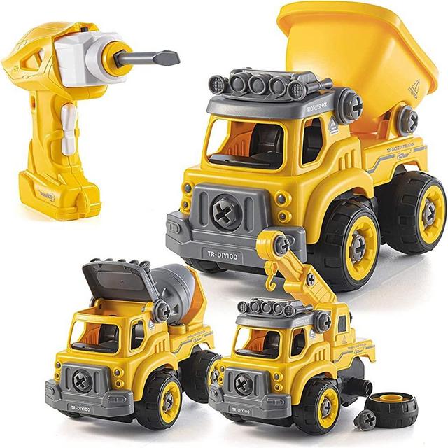 Toy Trucks | Take Apart Toys with Electric Drill | Converts to Remote Control Car | 3 in 1 Construction Truck Take Apart Toys Children for Boys 3,4,5,6,7 Year Olds | Construction Toys