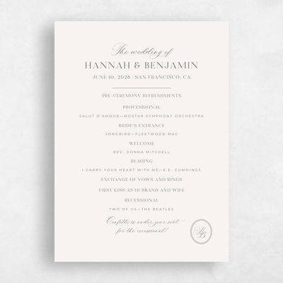 Green Simple Wedding Program - St Anne