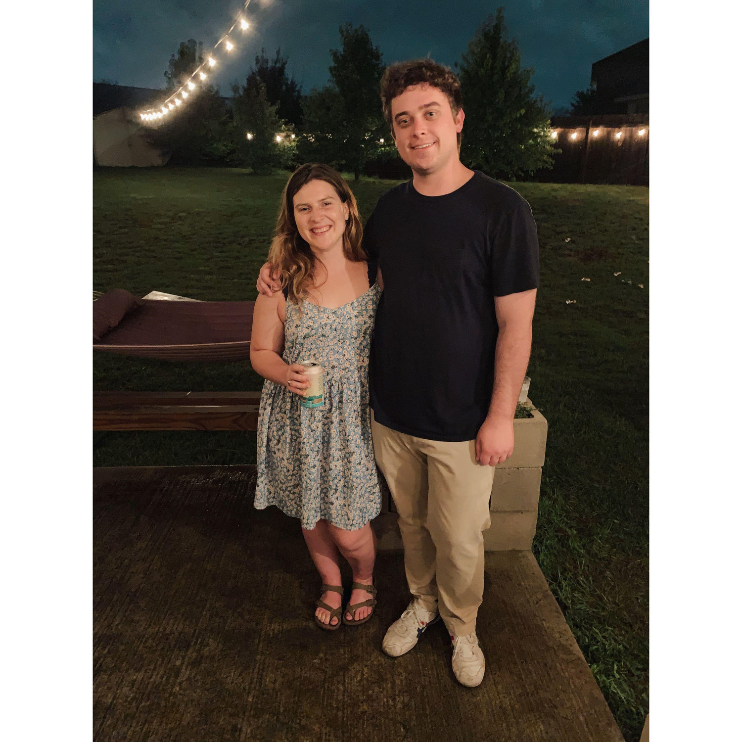 Our first picture together in May 2021 at our friend Joe's house.