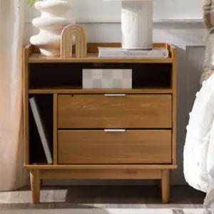Middlebrook Modern Gallery Top Solid Wood Nightstand - Caramel