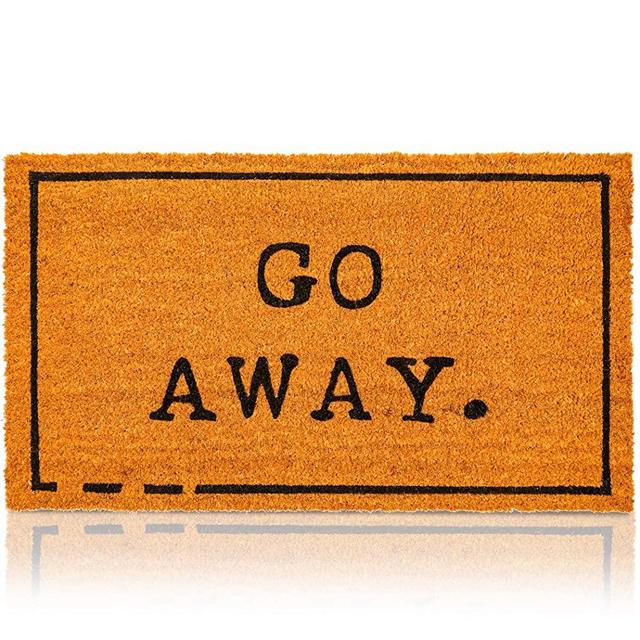 Go Away Nonslip Welcome Doormat, Natural Coco Coir Mat (17 x 30 in)