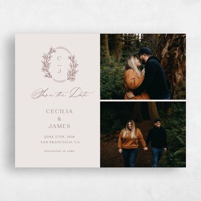 Acorn, Brown Wedding Save the Date - Vinehall Multiphoto