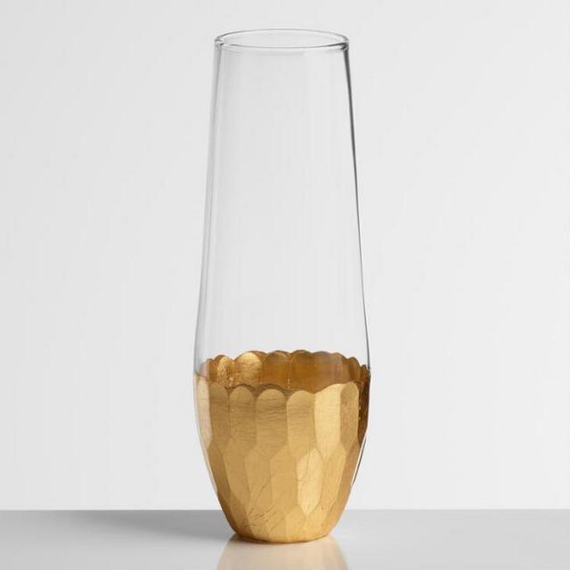 Gold Stemless Champagne Flutes Set of 4