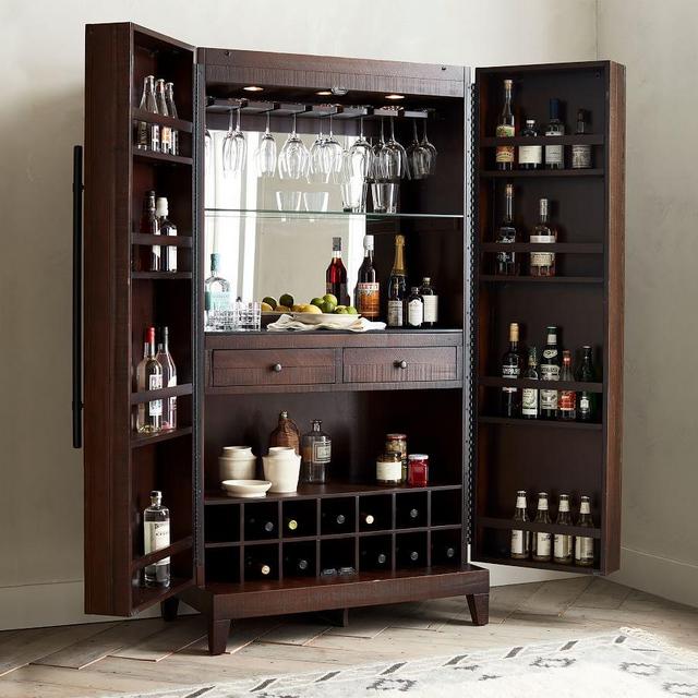 Caldwell Bar Cabinet, Rustic Mahogany