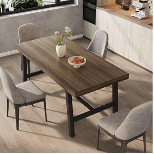 GarveeHome Industrial Dining Table for 4-6 People, 63" Long Large Kitchen Table with Sturdy Metal Frame, Rectangular Counter for Dinner, Kitchen, Dining Room (Brown, 63" Non-extendable)