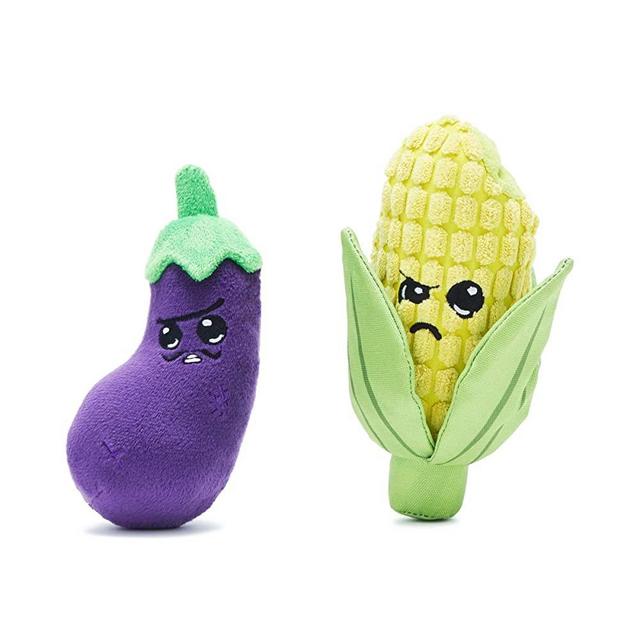 BarkBox Squeaky Dog Toys - Plush and Squeak Chew Toys | Puppy and Pet Toys for Small, Medium, and Large Dogs | Double Trouble Veggies