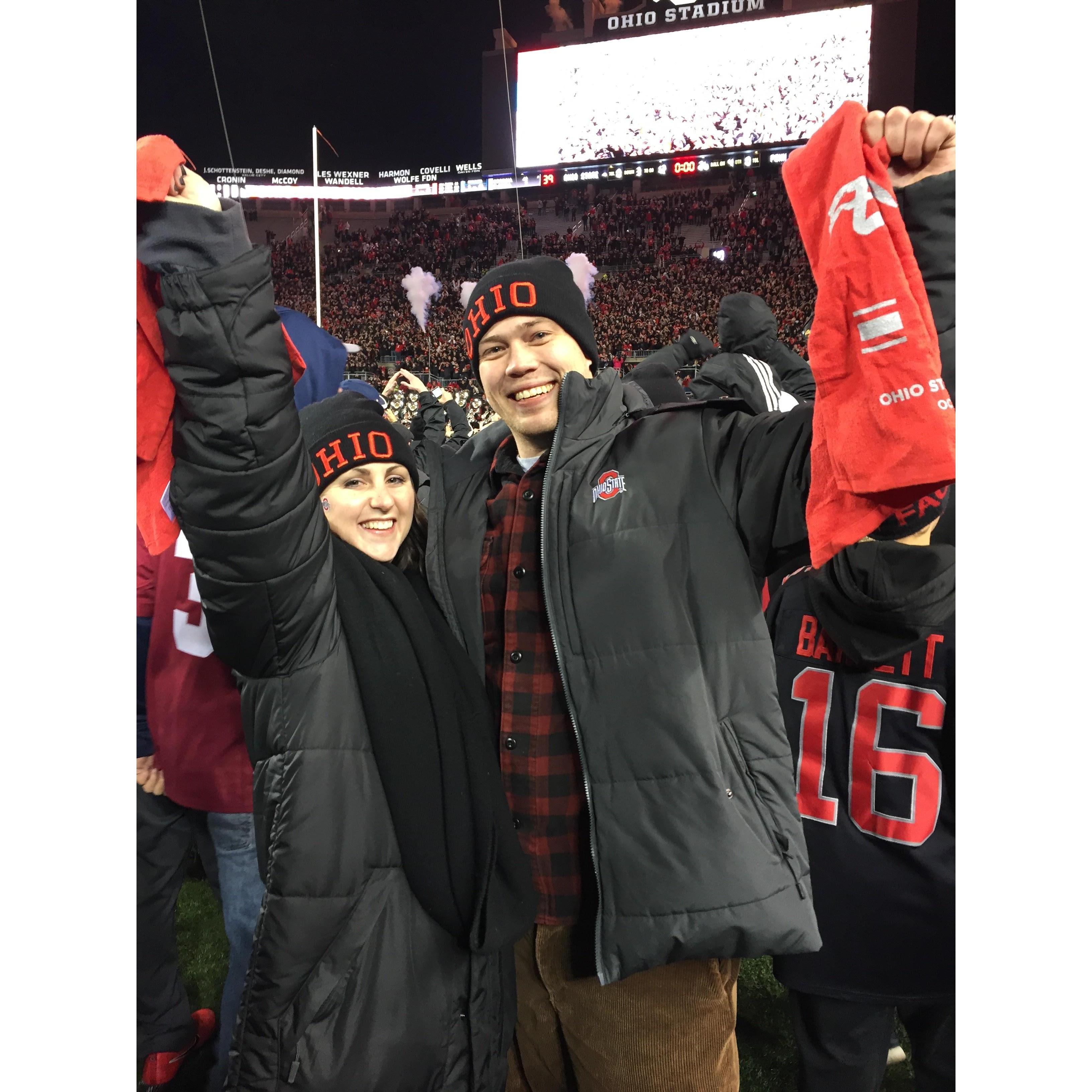 Rushing the field after Ohio State beat Penn State in 2017