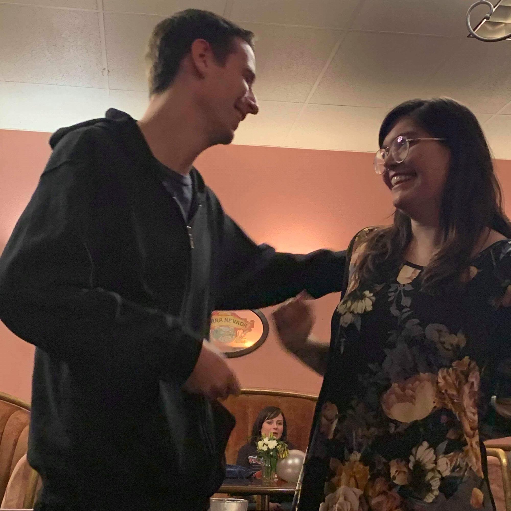 I gave a sappy speech that ended with me surprising Hollis with an engagement ring of his own.