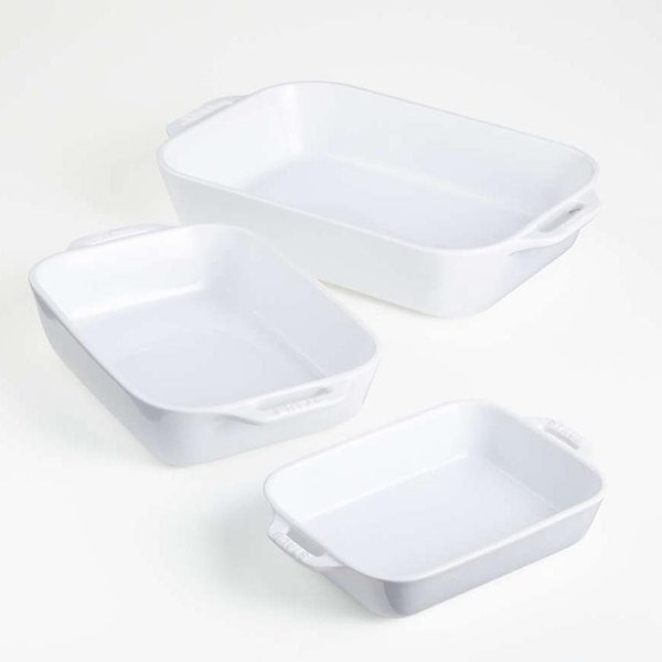 Staub ® White Rectangular Baking Dishes, Set of 3