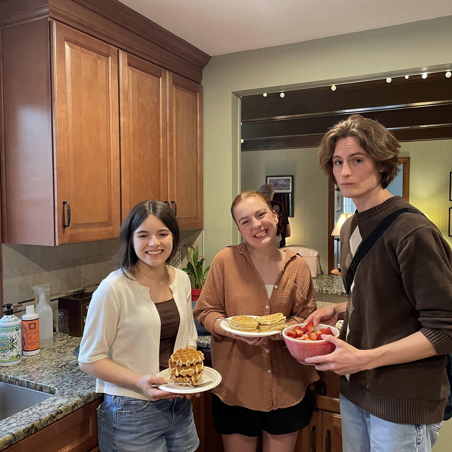 Making waffles at an RUF event with Kate (Micaiah's sister) before we started dating