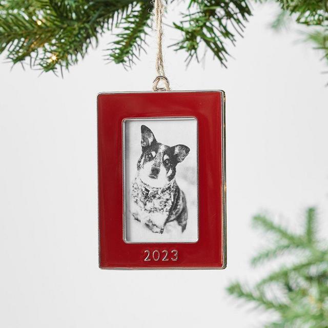 Dated Enamel Frame Ornament 2023, Rectangle, Red