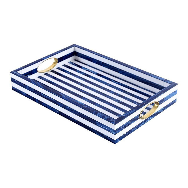 Handicrafts Home Madrid Inspired Decorative Tray - Boho Farmhouse Coffee Table Decor for Living Room and Display - Modern Scandinavian Centrepieces & Stylish Home Accents, Ottoman Tray, 11x17 Inches