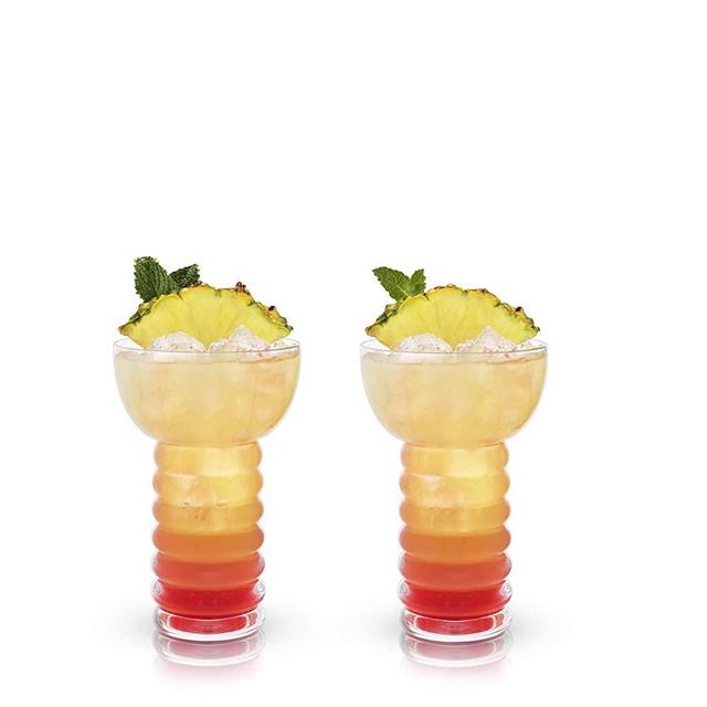 Viski Raye: Pearl Diver Cocktail Glass, Clear, Set of 2