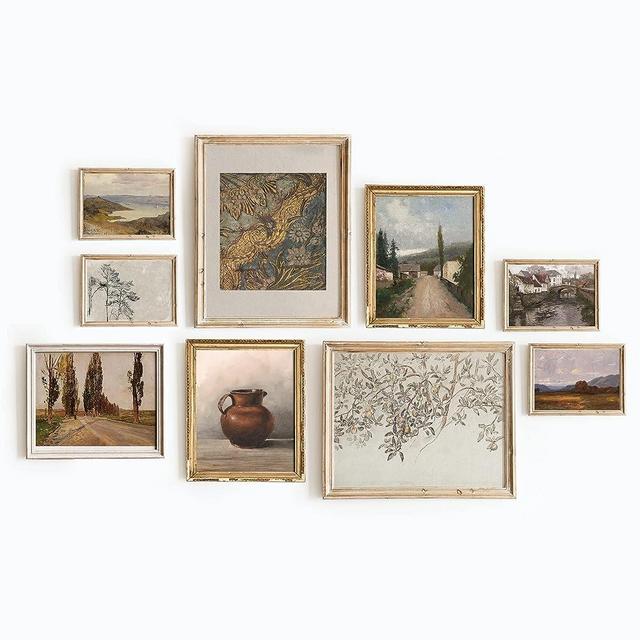 Set 9 Vintage Wall Decor French Country Gallery Wall Art - Vintage Art Prints For Wall Decor, Sketch Poster Landscape Wall Art, French Country Wall Decor Art Prints Unframed Moody Modern House Decor