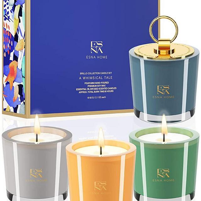 ESNA HOME Luxury Scented Candle Set | Aromatherapy Gifts for Her | 4 All Natural Soy Candles | Luxury Gift Box | Candles for Home Scented | Self Care Gifts for Women | Self Care Candle set