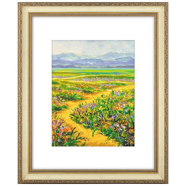 Golden State Art, 16x20 Vintage Ornate Finish Photo Frame with White Mat for 11x14 Picture & Acrylic Plexiglass. Color: Gold-Cream