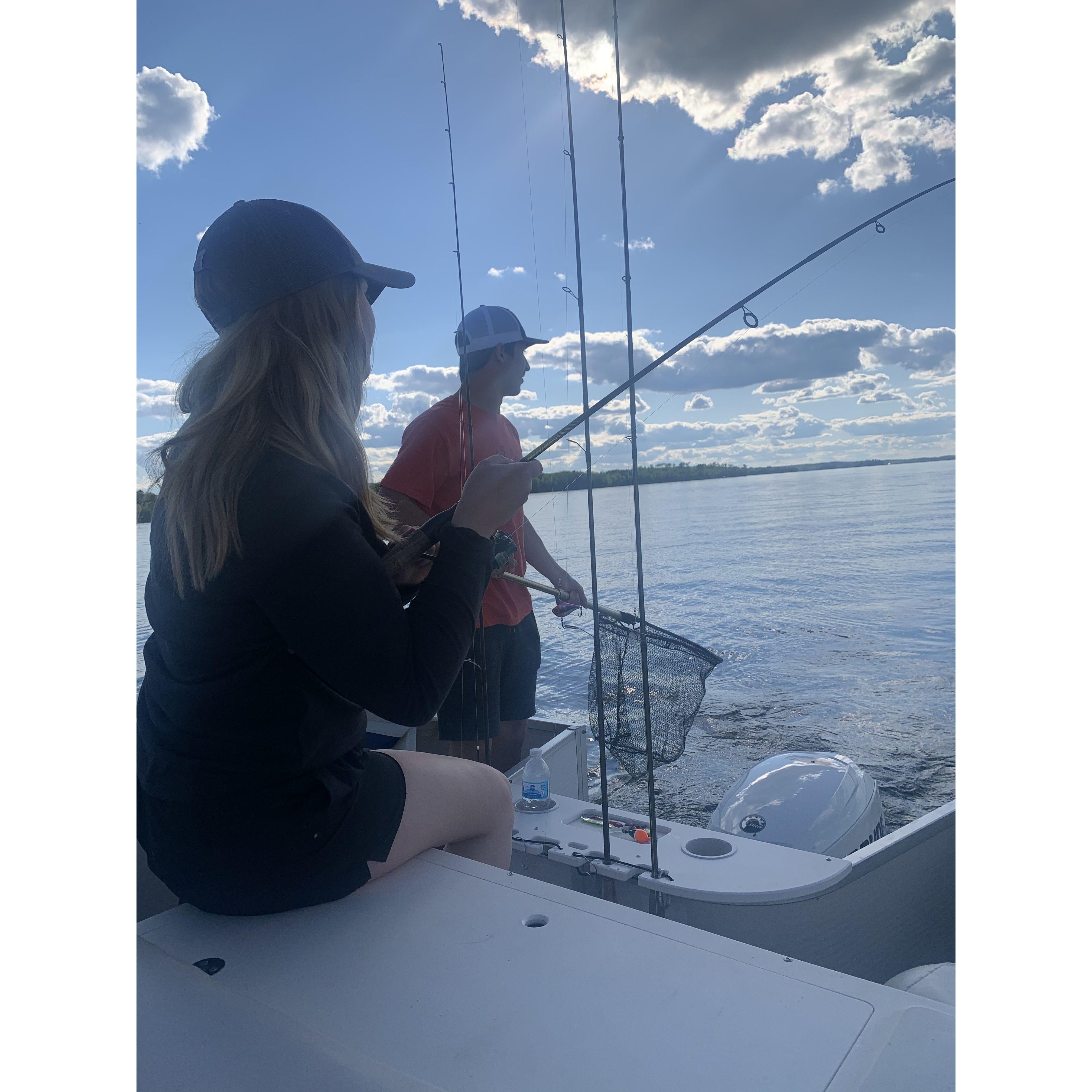 Fishing, one of Jacobs favorite pastimes, and Ava’s when it’s nice out!