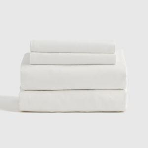 Queen Size Organic Brushed Cotton Sheet Set in White