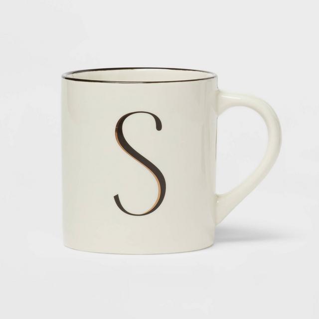 16oz Stoneware Monogram S Mug Ivory - Threshold™