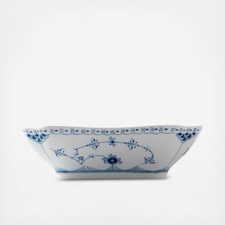 Blue Fluted Half Lace Square Bowl