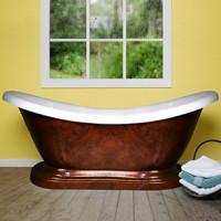 68 inch Double Ended, Slipper Tub - Pedestal Copper Harrison