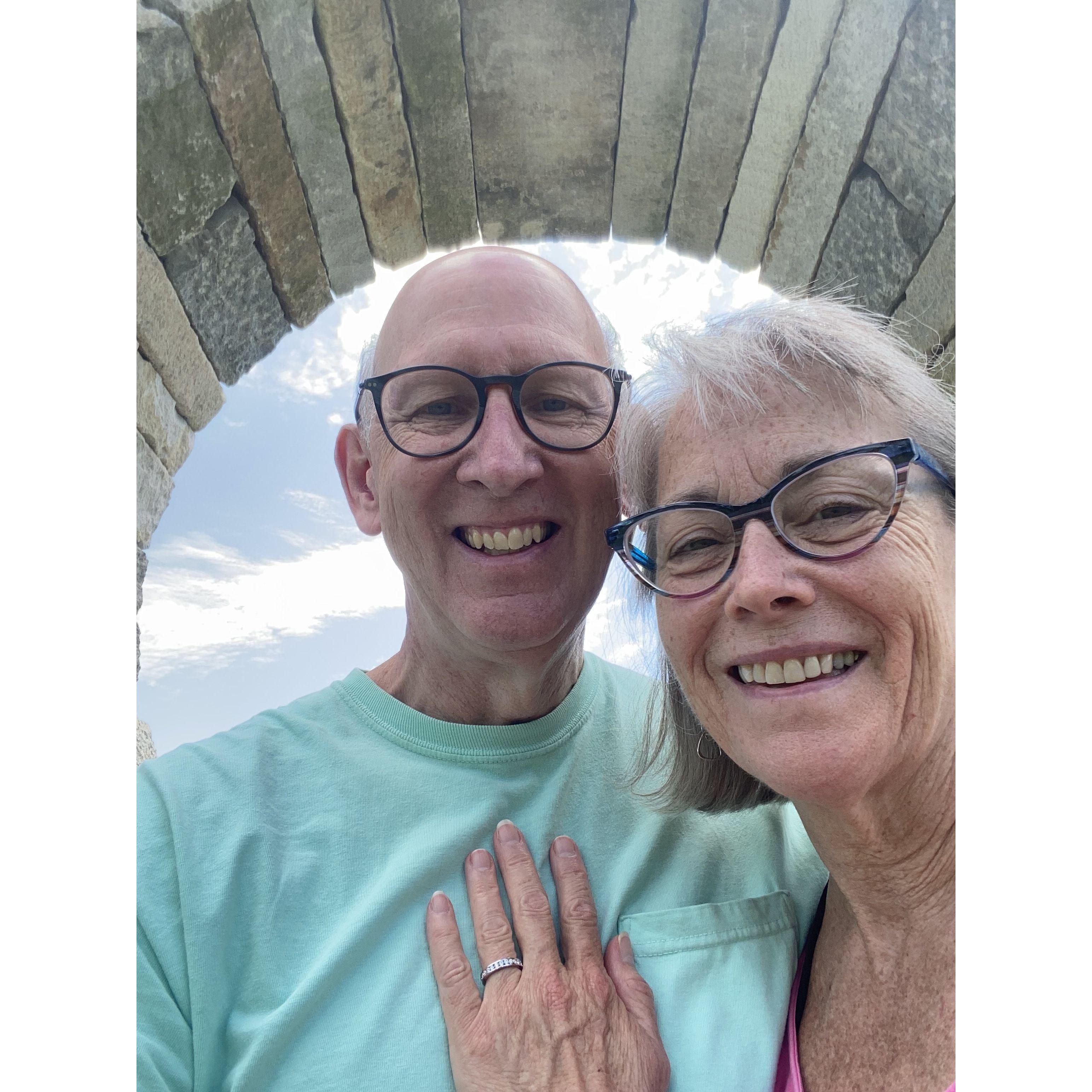 At Moongate, where Rudy got down on one knee and proposed.  Cindy was over the moon!