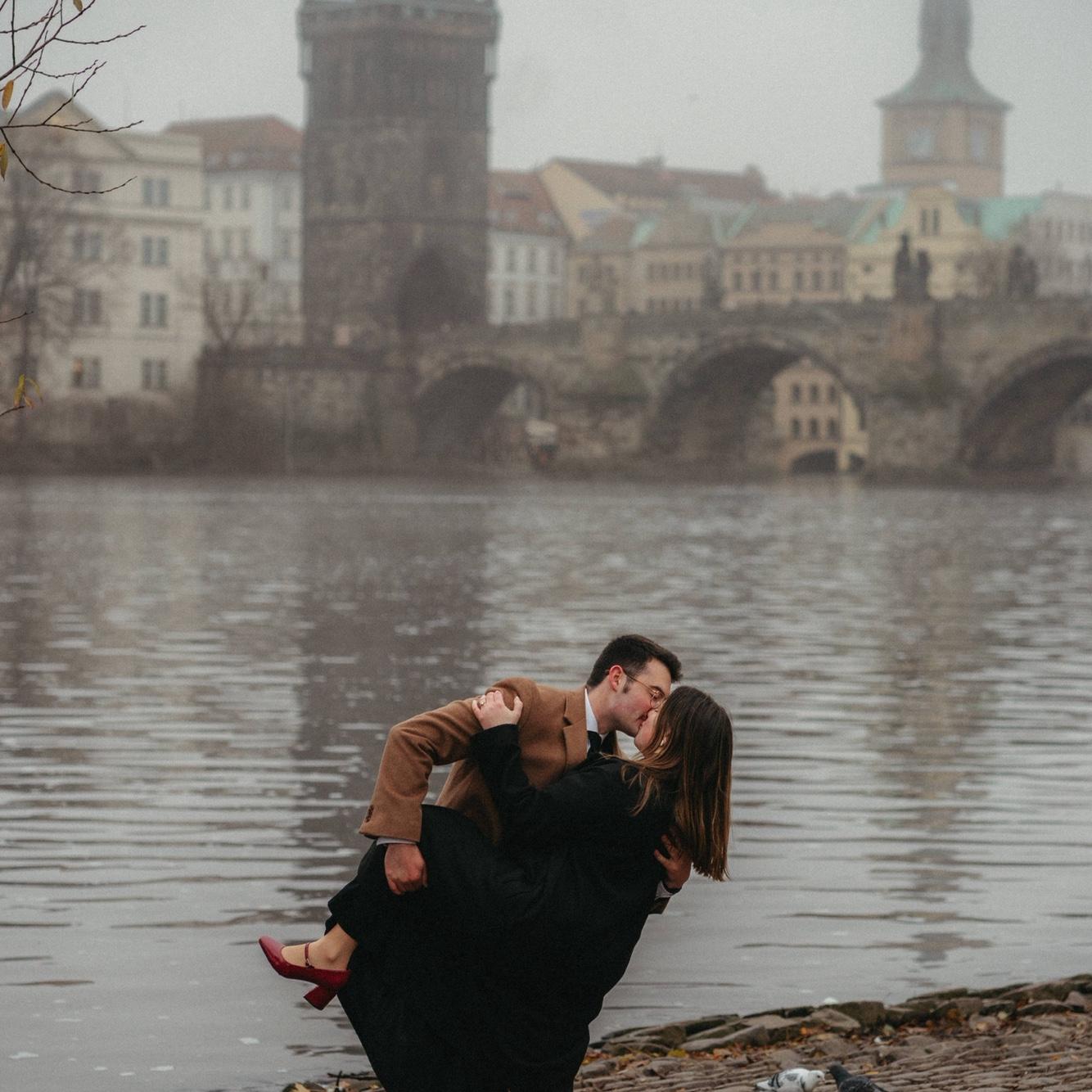 We took pictures in Praha 1, but crossed the Charles Bridge to Praha 2 to get more of Prague’s skyline behind us.