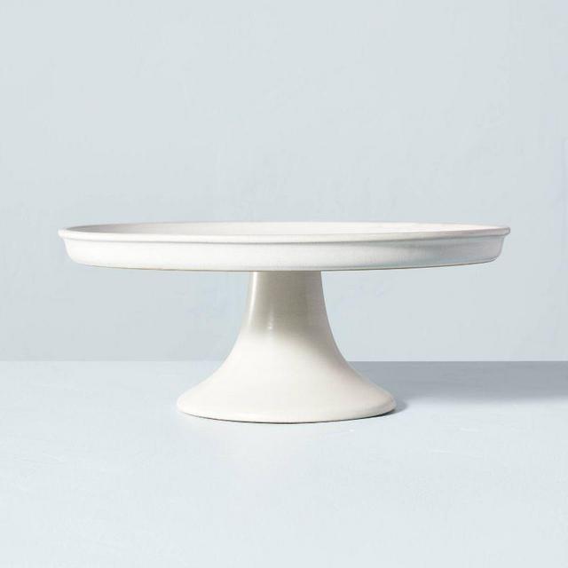 Modern Rim Stoneware Cake Stand Matte Sour Cream - Hearth & Hand™ with Magnolia