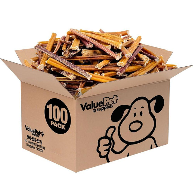 ValueBull Bully Sticks for Small Dogs, Extra Thin 6 Inch, 100 Count Bulk Pack - All Natural, Grass Fed, Single Ingredient, Long Lasting Dog Treats