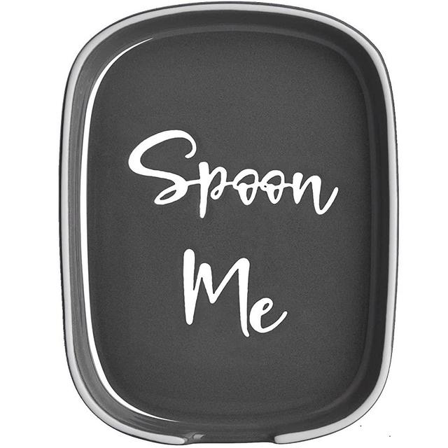 Ceramic Spoon Rest for Stove Top, DAYYET Large Spoon Holder, Spoon Rest for Kitchen Counter, Coffee Spoon Rest, Heat-Resistant Cooking Utensil Rest, Kitchen Decor, Grey