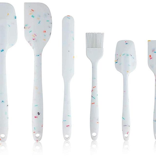 Silicone Kitchen Spatulas Set 6 Pcs, Premium Non-Stick Heat Resistant Silicone Kitchen Utensile Cooking Set for Cooking, Baking and Mixing (white)