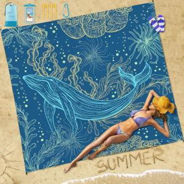 Beach Blanket Sandproof Waterproof 78''×81''1-5Adults Oversized,Compact Lightweight Durable Beach Mat for Travel Camping Hiking Picnic Blanket