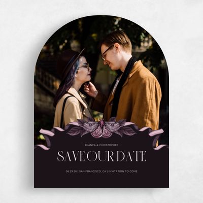 Purple Arch Wedding Save the Date - Moreau Photo
