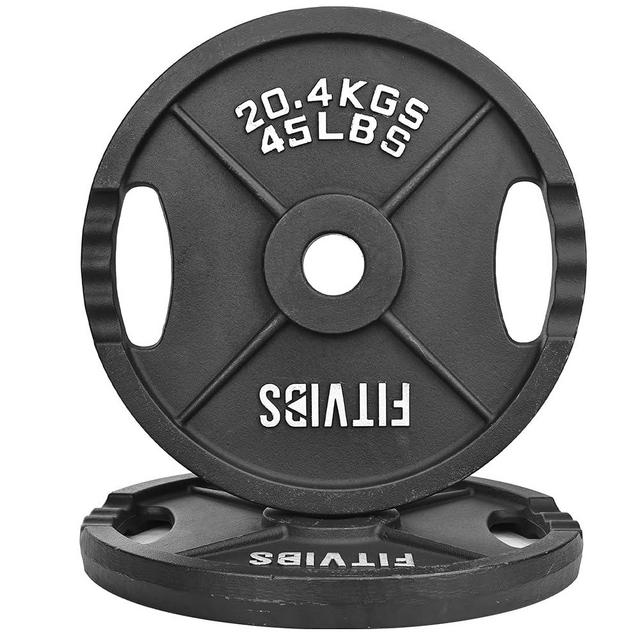 Fitvids Cast Iron Plate Weight Plate for Strength Training and Weightlifting, Standard or Olympic, Multiple Sizes