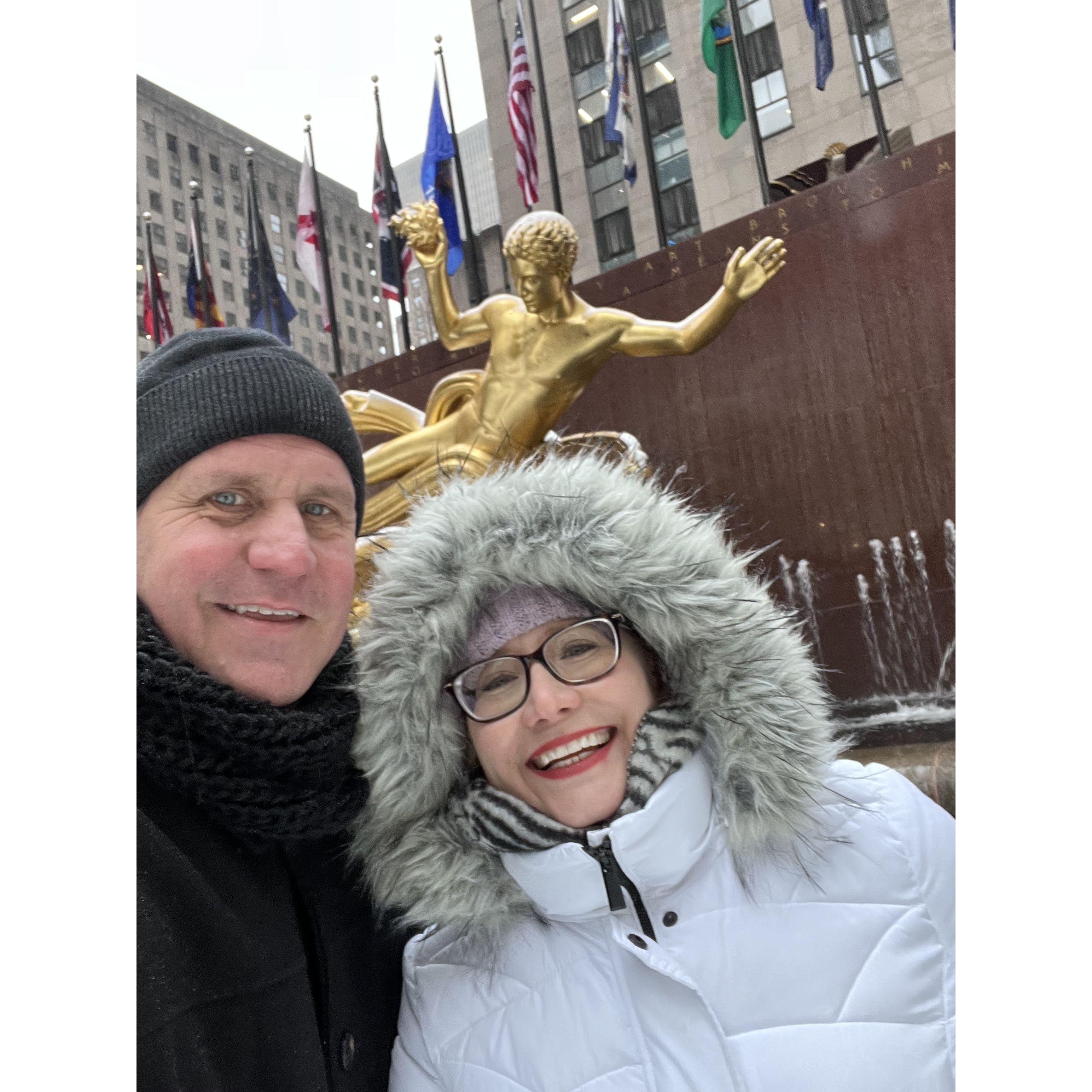 Iceskating at Rockefeller Center in the freezing cold